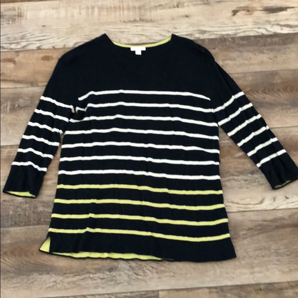 J Jill Striped Fall Sweater 3/4 Sleeves Size S